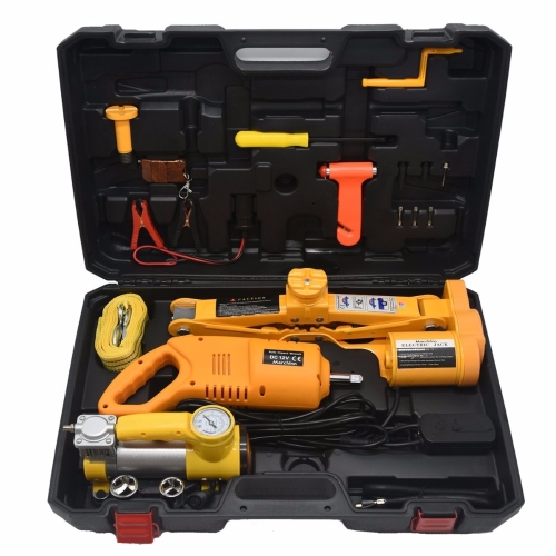 Portable electric Car Floor Jack Set 3 Ton All-in-one Automatic 12 V Scissor Lift Jack with air Pump and Impact Wrench