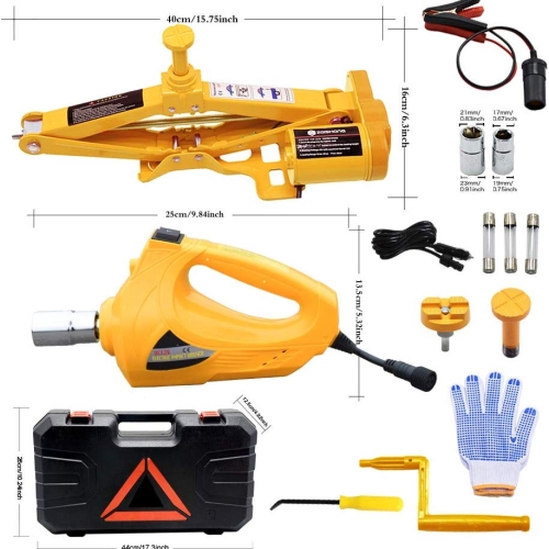Portable electric Car Floor Jack Set 3 Ton All-in-one Automatic 12 V Scissor Lift Jack with air Pump and Impact Wrench