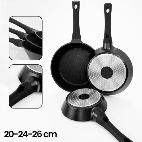 ALMA 17Pcs Black Cookware Induction Set 