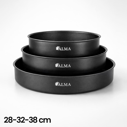 ALMA 17Pcs Black Cookware Induction Set 