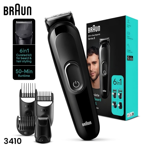 BRAUN MGK3410 6 In 1 Beard & Head Rechargeable Styling Kit BRAUN MGK3410 6 In 1 Beard & Head Rechargeable Styling Kit