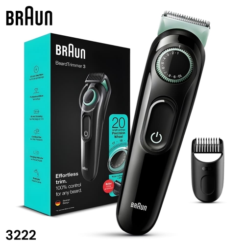 BRAUN BT3222 Beard &amp; Head Rechargeable Trimmer and Hair Clipper
