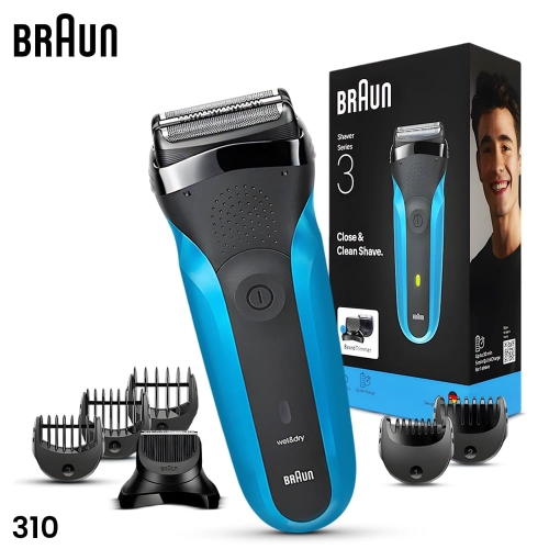 BRAUN Series 3 ProSkin 310BT 3 In 1 Rechargeable Wet &amp; Dry Shaver &amp; Trimmer 