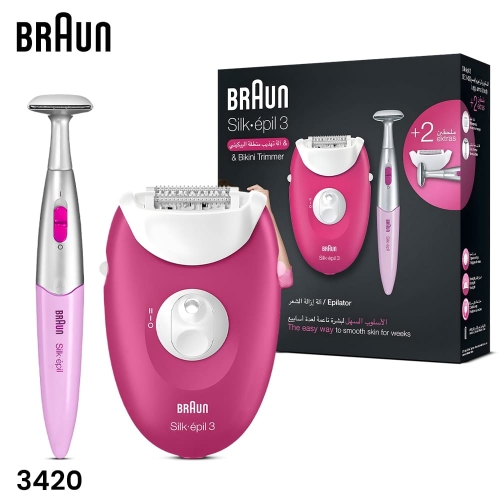 BRAUN Silk-Epil3 SE3420 Body &amp; Face Hair Remover Epilator &amp; Bikini Trimmer