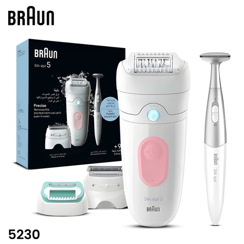 BRAUN Silk-Epil5 SE5230 Rechargeable Wet & Dry Epilator Hair Remover With 9 Extras BRAUN Silk-Epil5 SE5230 Rechargeable Wet & Dry Epilator Hair Remover With 9 Extras