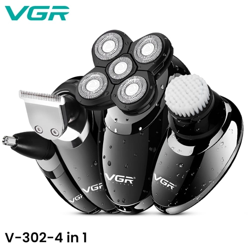 VGR V-302, 4 in 1 Rotary 5 Head Shaver &amp; Hair Clipper 