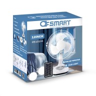 OSmart 12" 6V Rechargeable Fan With Solar Panel 3W & 2 Bulbs OS10104 
