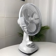 OSmart 12" 6V Rechargeable Fan With Solar Panel 3W & 2 Bulbs OS10104 