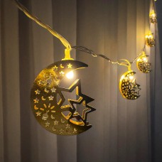 3m 10pcs Double Metal LED Decorative Light Rope, Moon + 2 Stars 