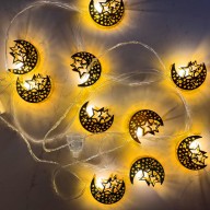 3m 10pcs Double Metal LED Decorative Light Rope, Moon + 2 Stars 