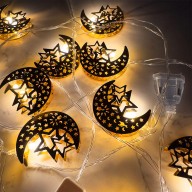 3m 10pcs Double Metal LED Decorative Light Rope, Moon + 2 Stars 