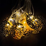 3m 10pcs Double Metal LED Decorative Light Rope, Moon + 2 Stars 