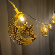 3m 10pcs Double Metal LED Decorative Light Rope, Moon + Eid Mubarak 