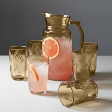 Elegant All-Glass Ion-Plated Drinkware Set – 2.5L Pitcher with 6 x 220ml Glasses