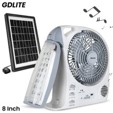 6 IN 1 Solar Fan 8" 3.2V With LED Lamp, GD8028