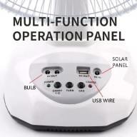 12” 6V Solar Rechargeable Fan With 2 LED Bulbs, GD-8019