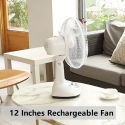 12” 6V Solar Rechargeable Fan With 2 LED Bulbs, GD-8019