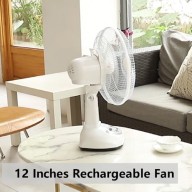 12” 6V Solar Rechargeable Fan With 2 LED Bulbs, GD-8019