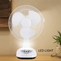 12” 6V Solar Rechargeable Fan With 2 LED Bulbs, GD-8019