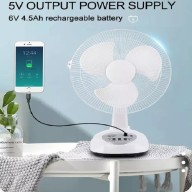 12” 6V Solar Rechargeable Fan With 2 LED Bulbs, GD-8019