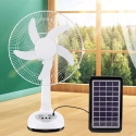 16" 6V Solar Rechargeable Table Top Fan With 2 LED BULBS, GD-8016