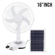 16" 6V Solar Rechargeable Table Top Fan With 2 LED BULBS, GD-8016