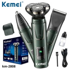 Kemei KM-2808, 3 in 1 Rechargeable Multifunctional Shaver 