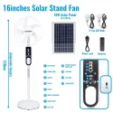 OSmart 16" 24W Rechargeable Stand Fan With Solar Panel 10W & 2 Bulbs OS10105