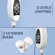 OSmart 16" 12V Rechargeable Stand Fan With Solar Panel & 2 Bulbs OS10106