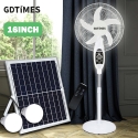 GDTimes 16" 6V Rechargeable Fan With Solar Panel 10W & 2 Bulbs GD-936