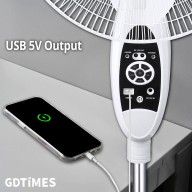 GDTimes 16" 6V Rechargeable Fan With Solar Panel 10W & 2 Bulbs GD-936