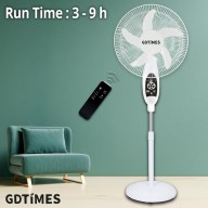 GDTimes 16" 6V Rechargeable Fan With Solar Panel 10W & 2 Bulbs GD-936