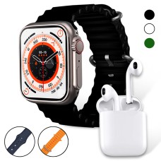 I8 Ultra Big Smart Watch 2.0" With Bluetooth Earphone Set & 2Pcs Straps