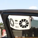 Solar Rechargeable Power Car Dual Fan 