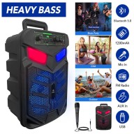 Wireless Bluetooth Rechargeable Speaker 8” 1200mAh, Hi-Fi RX-8147B 