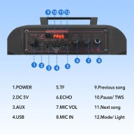Wireless Bluetooth Rechargeable Speaker 8” 1200mAh, Hi-Fi RX-8147B 