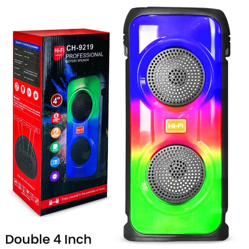 Wireless Bluetooth Rechargeable Speaker Double 4” 1500mAh, Hi-Fi CH9291 