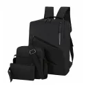 Curved Zipper Design Laptop Backpack Set 