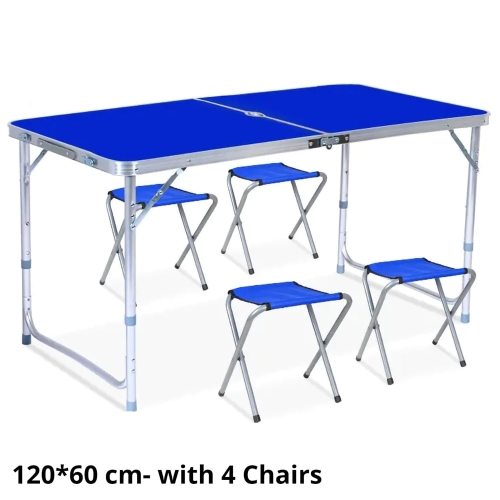 Outdoor Portable Folding Table With 4 Chairs 120*60cm H55.60.70 610D Double 4kg