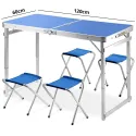 Outdoor Portable Folding Table With 4 Chairs 120*60cm H53.60.70 610D Double