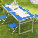 Outdoor Portable Folding Table With 4 Chairs 120*60cm H53.60.70 610D Double