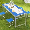 Outdoor Portable Folding Table With 4 Chairs 120*60cm H53.60.70 610D Double