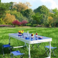Outdoor Portable Folding Table With 4 Chairs 120*60cm  H53.60.70  610D Double