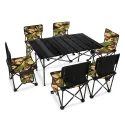 Outdoor Folding Table With 6 Chairs, Army Print 610D Double