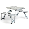 Outdoor Foldable Aluminum One-piece Table With Attached 4 Chairs Outdoor Foldable Aluminum One-piece Table With Attached 4 Chairs