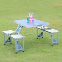 Outdoor Foldable Aluminum One-piece Table With Attached 4 Chairs Outdoor Foldable Aluminum One-piece Table With Attached 4 Chairs