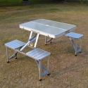Outdoor Foldable Aluminum One-piece Table With Attached 4 Chairs Outdoor Foldable Aluminum One-piece Table With Attached 4 Chairs
