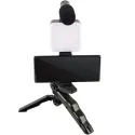 Vlogging & YouTube Video Making Accessories Kit, Tripod Stand, Phone Mount Clip, LED Light & Microphone 