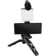 Vlogging & YouTube Video Making Accessories Kit,  Tripod Stand, Phone Mount Clip, LED Light & Microphone 