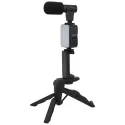 Vlogging & YouTube Video Making Accessories Kit, Tripod Stand, Phone Mount Clip, LED Light & Microphone 